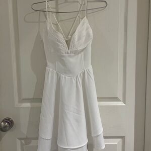 Elegant White Spaghetti Strap Dress